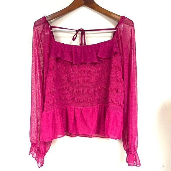 Lauren Conrad jersey pink smocked lace top size 2X - Picture 2 of 8